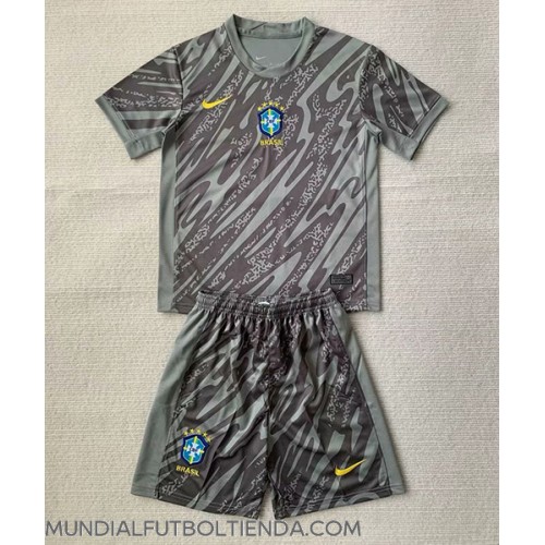 Camiseta Brasil Portero Primera Equipación Replica Copa America 2024 para niños mangas cortas (+ Pantalones cortos)